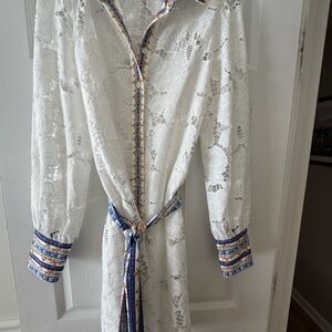 Boston Proper Status Print Collard Lace Shirt Dress